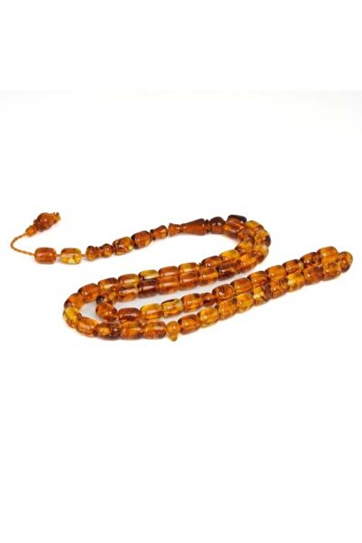 Shaka Khatam Polish Amber Dust Rosary, Barrel Cut, 51 Beads