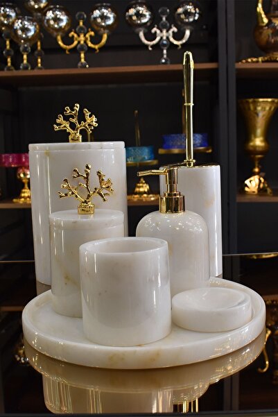Empressco 7-Piece White Marble Bathroom Set, Stylish and Functional Design