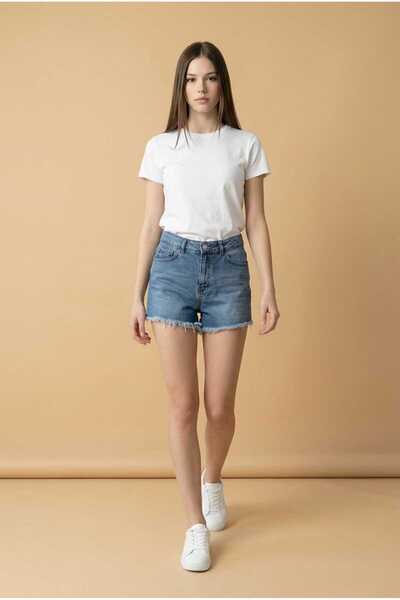 they11 35 cm Tasseled Hem High Waist Lycra Straight Stretch Fabric Women's Je...