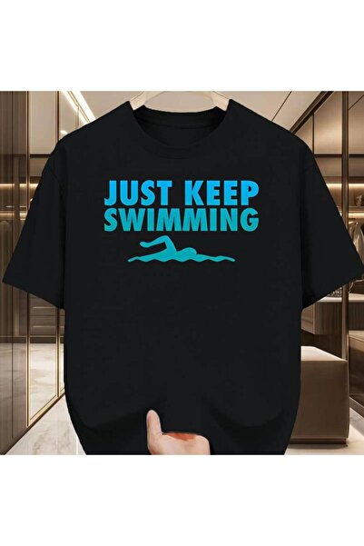 NOURAM JUST KEEP SWIMMING" Men's Crew Neck T-Shirt, Swimming Graphic Design, ...
