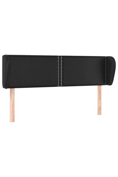 vidaxl Tăblie de pat cu aripioare negru 147x23x78/88cm piele ecologică