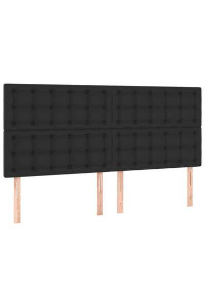 vidaxl Tăblie de pat neagră 180x5x118/128 cm piele ecologică