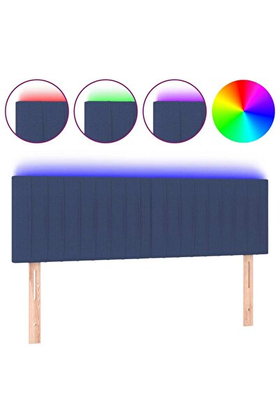 vidaxl Tăblie de pat cu LED, albastru, 144x5x78/88 cm, textil
