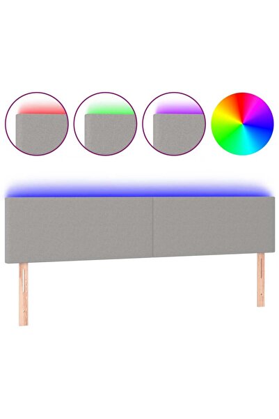 vidaxl Tăblie de pat cu LED, gri deschis, 180x5x78/88 cm, textil