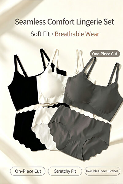 Generic Seamless Lingerie 3 Piece Set, Soft Breathable Wireless Bra One-Piece...