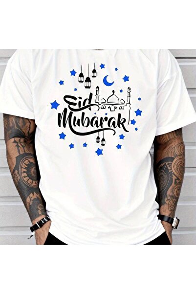 NOURAM Classic style fashion trendy Eid-themed printed T-shirt with crescent ...
