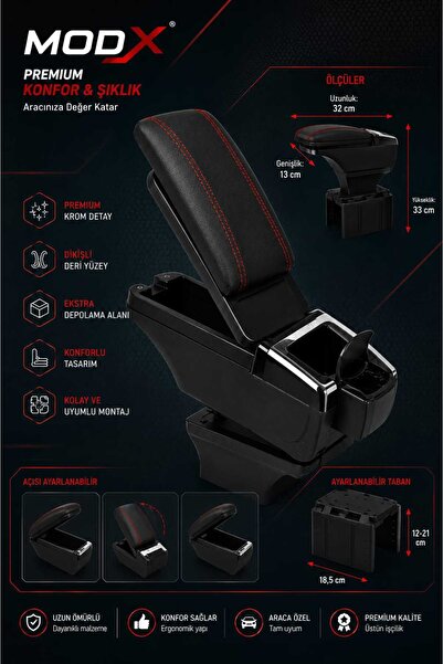 MODxAUTO HER ARACA UYUMLU UNİVERSAL SÜRGÜLÜ KOLÇAK - KOL DAYAMA (İTHAL)