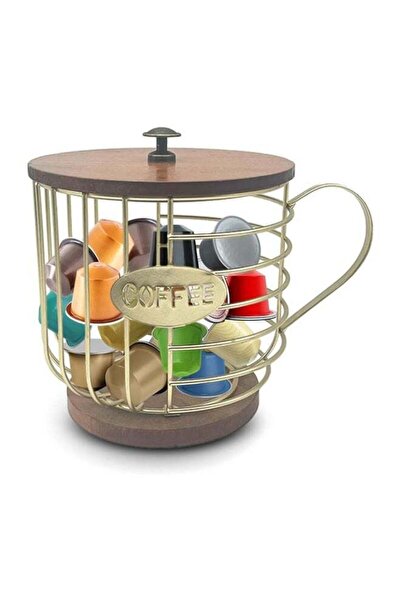Arabest Coffee Pod Holder,Large Coffee Capsule Holder with Lid,Wooden Base,Co...