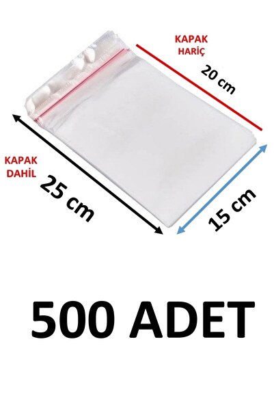 MTKardeşler 500 قطعة 15x20+5 سم أكياس جيلاتينية شفافة لاصقة