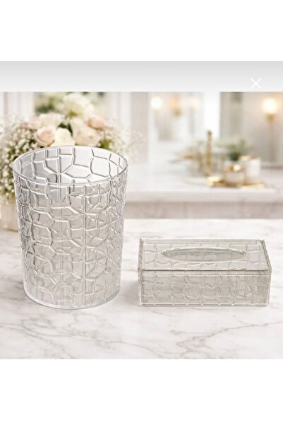 Binshihon Home A box and a box of acrylic handkerchief with a silver color pa...