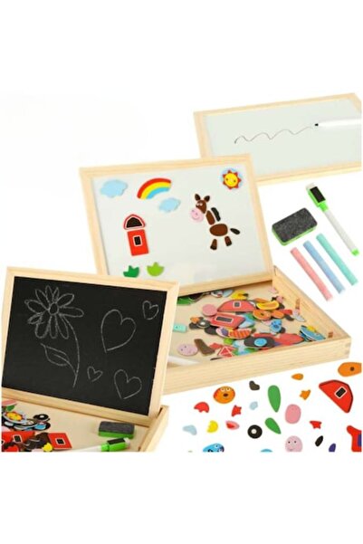 varioshop Tablă magnetică educativă din lemn pentru copii VarioShop ® dublă f...