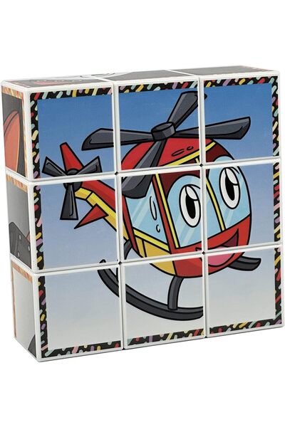 Yıldızan Cheerful Vehicles Magnetic 3D Cube Puzzle - (9 Magnetic Cubes 6 Puzz...