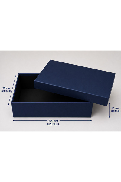 ŞENKUTU MATBAA AMBALAJ TASARIM LACİVERT HEDİYE KUTUSU 35X25X10CM ŞEN KUTU