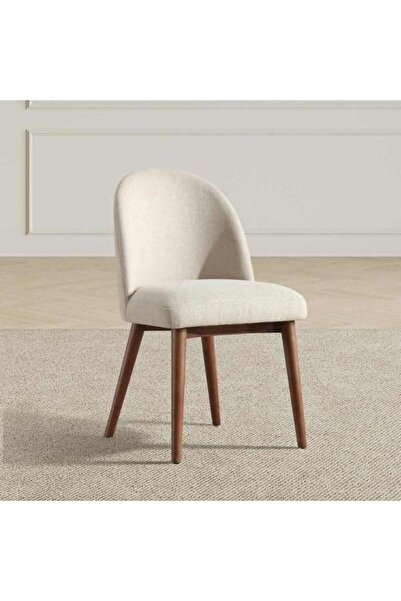 PAN HOME ORION DINING CHAIR FABRIC - BEIGE & WALNUT
