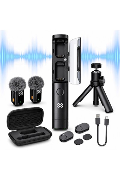 Element-x Мини безжичен микрофон тип брошка ® 2 микрофона, 2.4G, LED дисплей,...