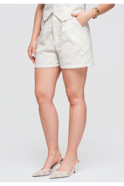 OMBRE Pantaloni scurți de damă, talie înaltă, croială casual OW-ST-E0019
