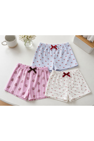 BLUE NIL 3-Piece Cotton Thin Breathable Satin Ribbon Waist Detail Lemon-Straw...