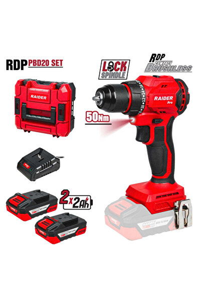 Raider Mașină de găurit și înșurubat fără fir RDP-PBD20 2 x 2 Ah, 20 V, 50 Nm...