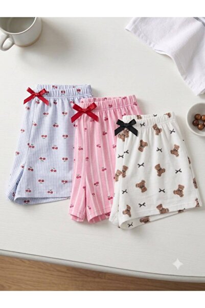 BLUE NIL 3-Piece Cotton Thin Breathable Satin Ribbon Waist Detail Lemon-Straw...