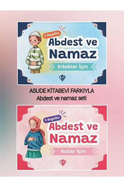 Türkiye Diyanet Vakfı Yayınları 3 Boyutlu Abdest Ve Namaz Kitapçığı mavi-Pembe(erkekler ve kızlar için)2'li set