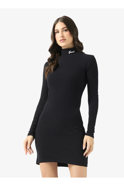 Guess Alba Women's Black High Collar Long Sleeve Mini Dress