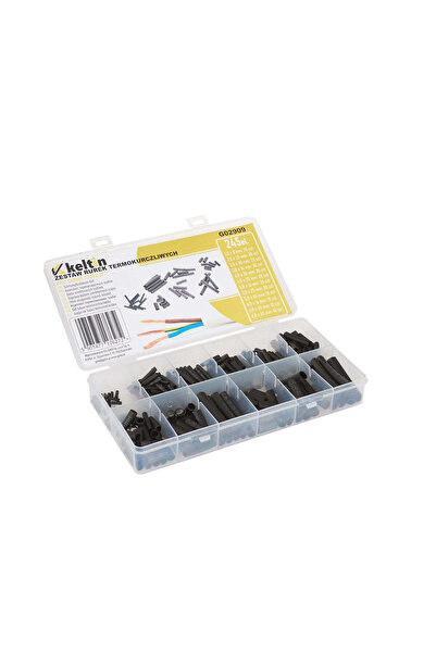 GEKO Set de tuburi termocontractabile negre, 245 piese, G02909