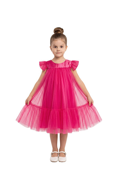 Bidani - Tulle Flutter Sleeve Party Dress - 2Y to 12Y