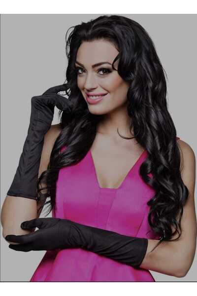 Corvus kolye&bileklik Black Color Lycra Elbow Length Fabric Party Gloves 40 cm