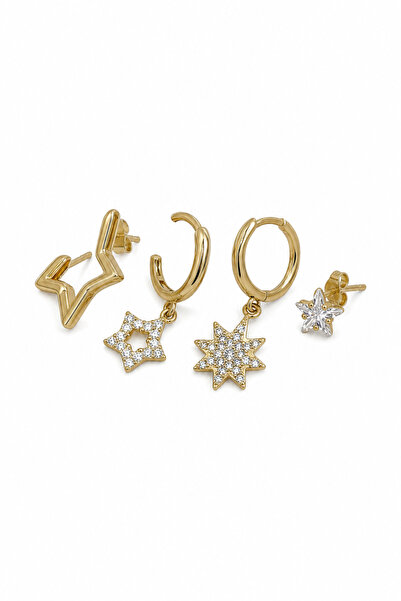 Jack Ferrero Yellow Color Star and V Shaped Zircon Stone 4-Piece Bijouterie E...