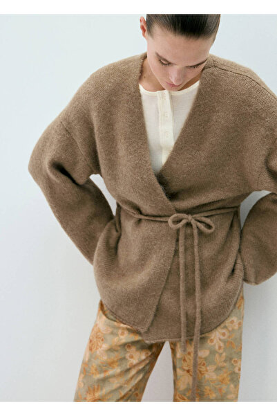 MANGO Woman Knit sweater with tie detail