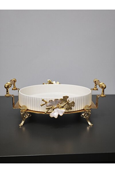 PARILTI HOME COLLECTİON Oven Dish Bowl Luxury Serving Plate Bowl Gold Silver ...