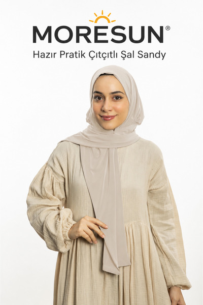 MORESUN Ready-To-Wear Practical Snap-On Shawl Sandy - Women's Snap-On Hijab S...