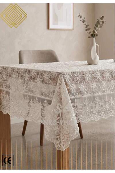 PW pink white home collection Godiva Leke Tutmaz Masa Örtüsü 160x220