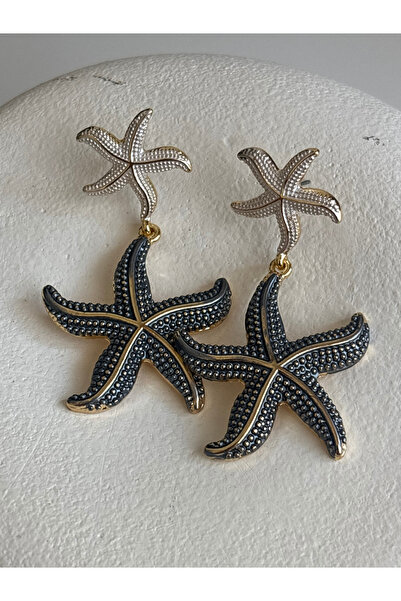 BHR AKSESUAR White Blue Dangle Starfish Earrings (5.5 cm)
