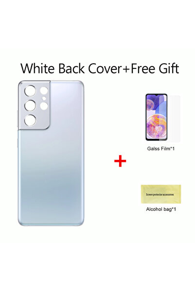 Choice1 For S21Ultra White For S21 Ultra Battery Back Cover 3D Glass Panel Re...
