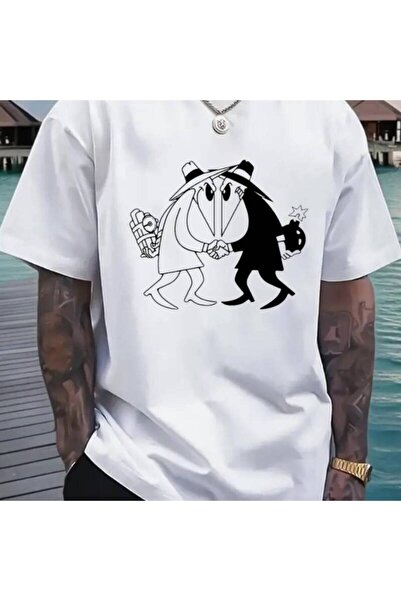 Astogria13 Men'sHeavyweightCottonT-ShirtwithSpyVsSpyComicRetroGraphic-Vintage...