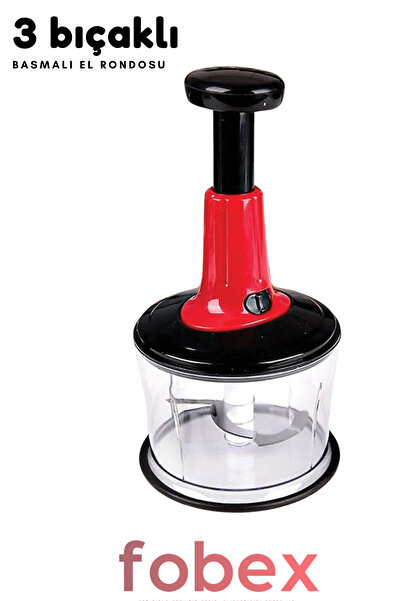 FOBHOME Doğrayıcı Rondo 3 Bıçaklı Manuel El Rondosu ( Orjinal Ürün ) Kırmızı Basmalı Blender