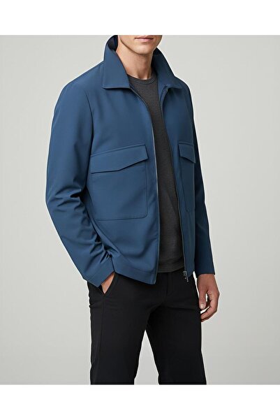 TerziAdemAltun Italian Style Slim Fit Pocket Detailed Seasonal Thin Coat Petr...
