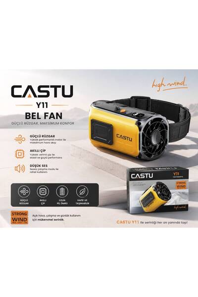 CASTU Mini Turbo El Fanı Boyuna Asılan Bele Takılan LED DİJİTAL EKRAN 10 Kade...