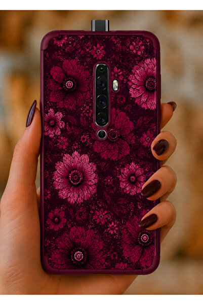 UnDePlus Oppo Reno 2Z Kılıf Kamera Çıkıntılı Renkli Çiçek Kabartmalı Silikon ...