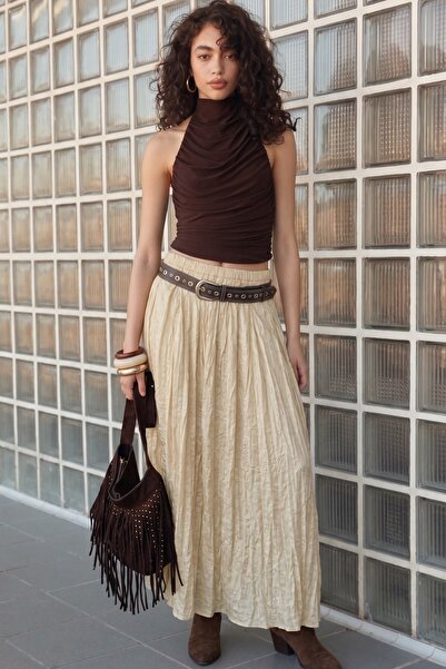 The Champ Clothing Women's Aero Flow Long Skirt Yellow - Elastic Waist, Flowi...
