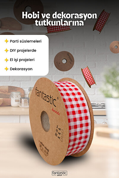 FANTASTIC Pötikare Ekose Gingham Dokuma Kurdele 20mm 10 Metre