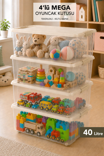 Meleni Baby 4-Piece Lockable Lid Storage Box - Children's Toy Organizer Baby ...