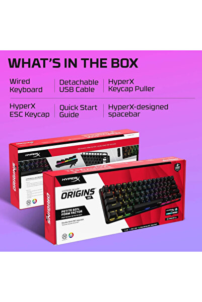 HyperX لوحة مفاتيح الألعاب الميكانيكية Alloy Origins 60، تصميم مدمج للغاية بن...
