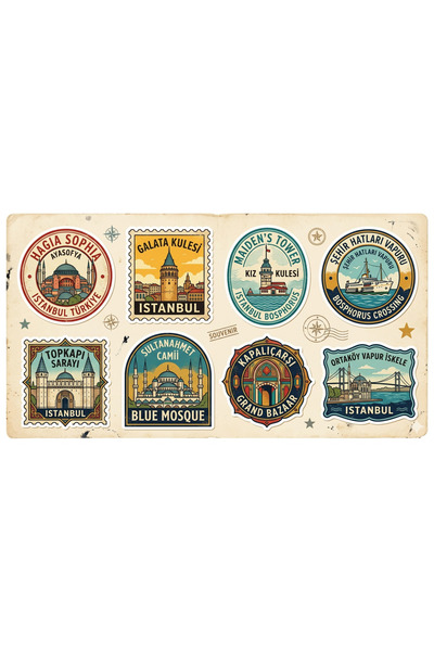 TELLGRAF مجموعة ملصقات بتصميم إسطنبول (21×30 سم، مجموعة واحدة)