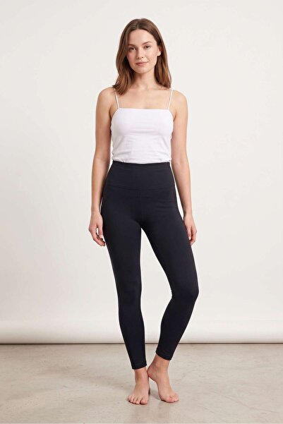 OBJE Women's Black High Waist Steel Fabric Shaping Long Leggings
