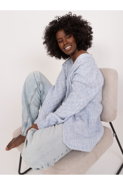 Mayflies Women's Cardigan, Mayflies, Acrylic, Other neckline, Light blue, mod...