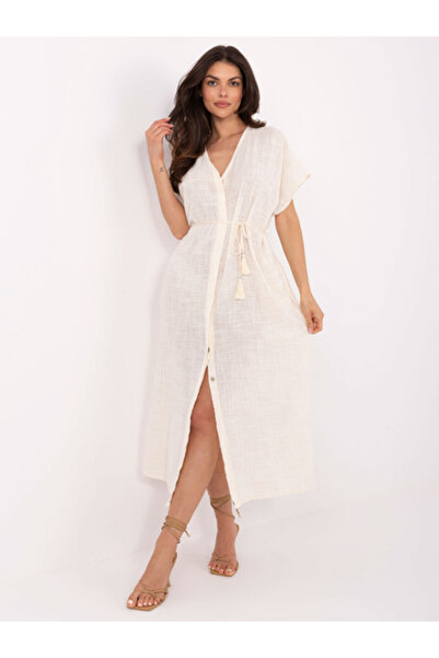 Och Bella Γυναικείο Φόρεμα, Och Bella, Βαμβακερό, Oversized, Ανοιχτό Μπεζ, μο...