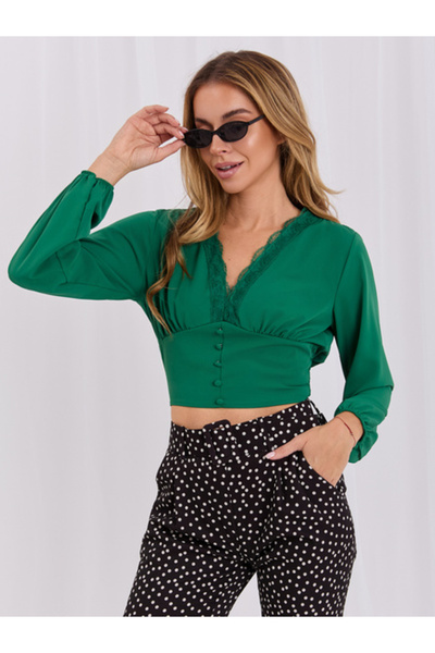 Italy Moda Bluza Dama, ITALY MODA, Poliester, Maneca lunga, Verde, model DHJ-...