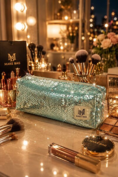 MAKE BAG YENİ BÜYÜTÜLMÜŞ DENİZ BONCUKLU MAKYAJ ÇANTASI